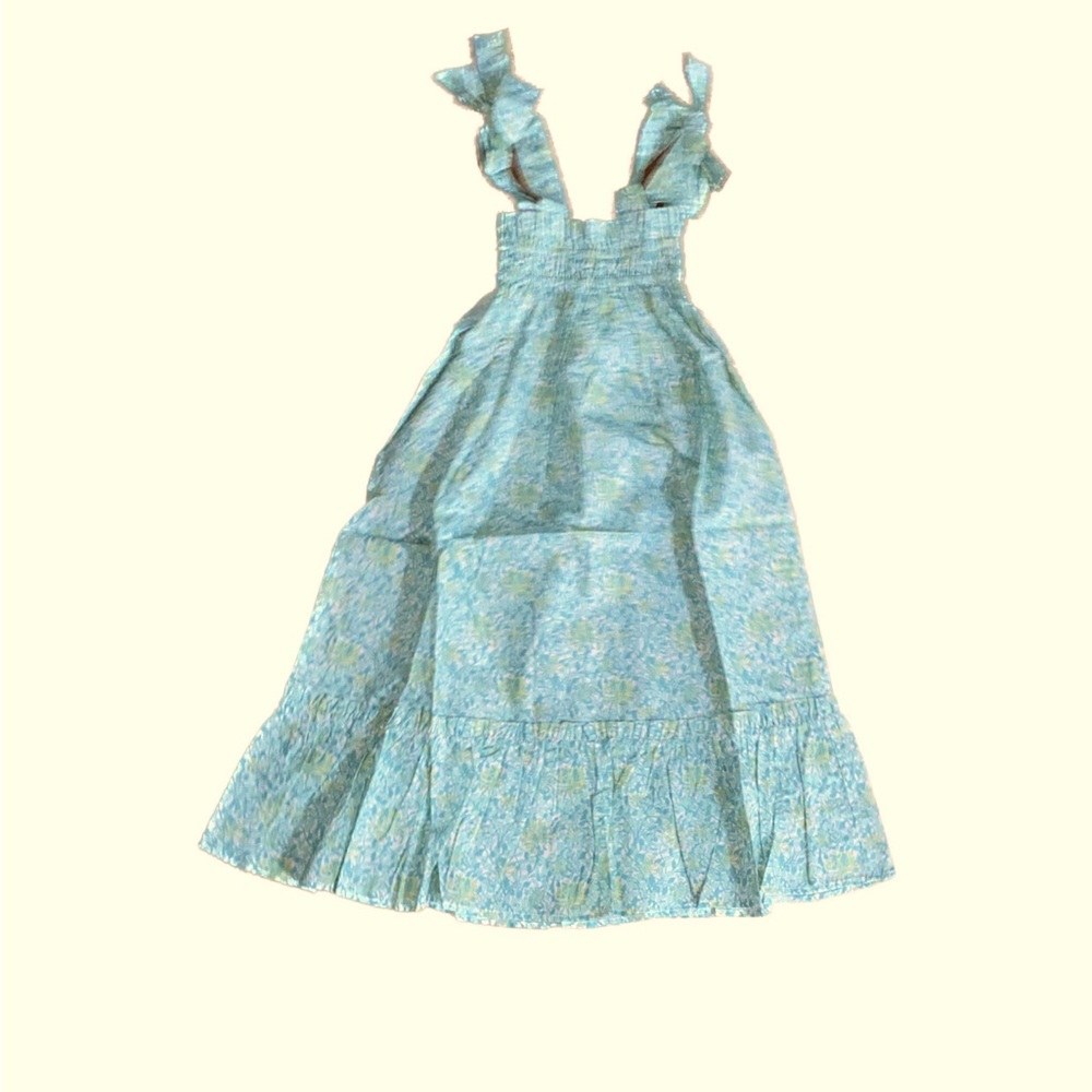 Girls Blue Floral Ruffle-Strap Nightgown